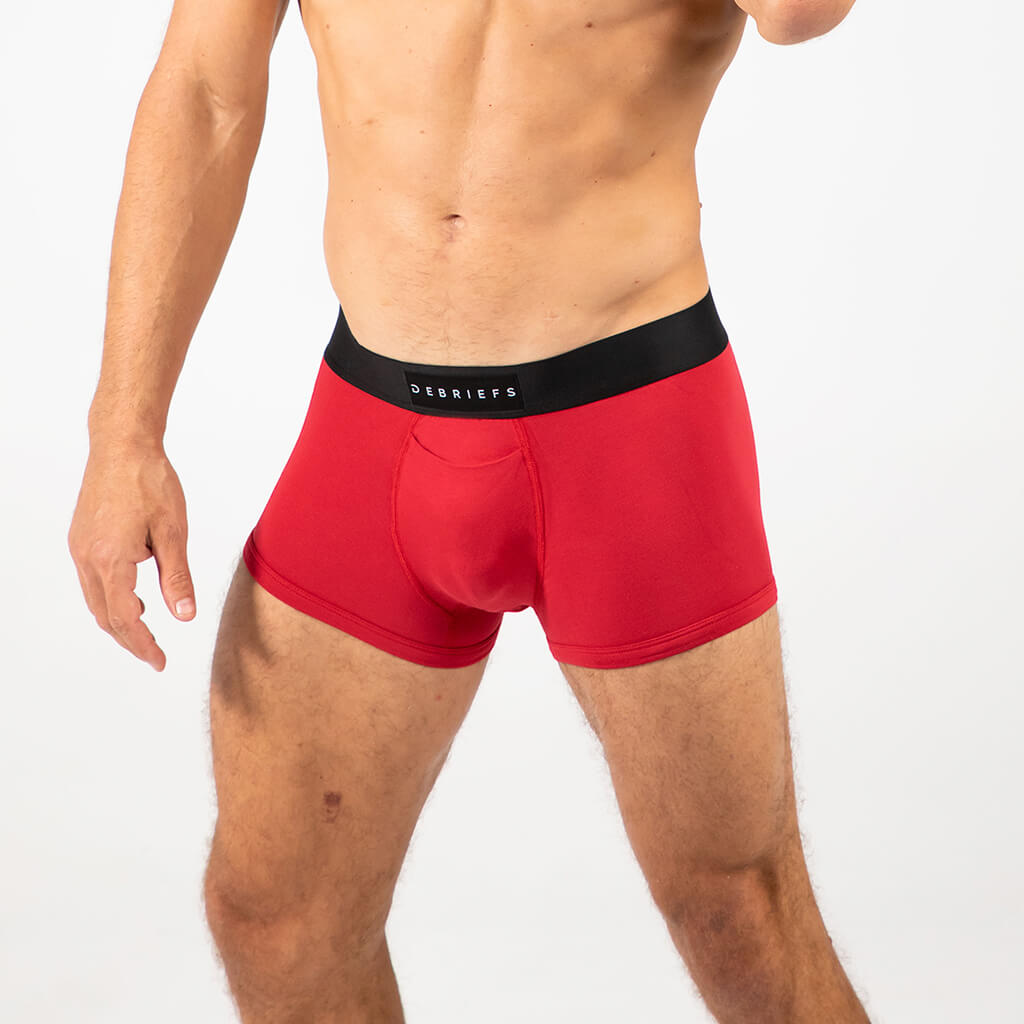 Man wearing Debriefs mens trunks underwear - grey side